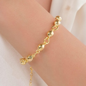 Silver Gold Gold Ball Top Habbe Hallow Stoneless Bracelet