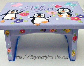 Custom Hand Painted Children/'s Bench Seat Ocean Jellyfish or Any Kids Theme Small Step Stool