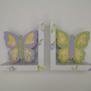 Butterfly bookends,pastel,girls bookends,kids bookends,children&#39;s bookends,shower gift,baby gift,personalized gift
