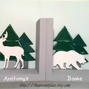 personalized deer bookends,
