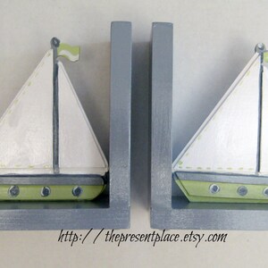 sail boat bookends,sail boat decor,nautical decor,boys room decor,boys bookends,kids bookends,children&#39;s book ends