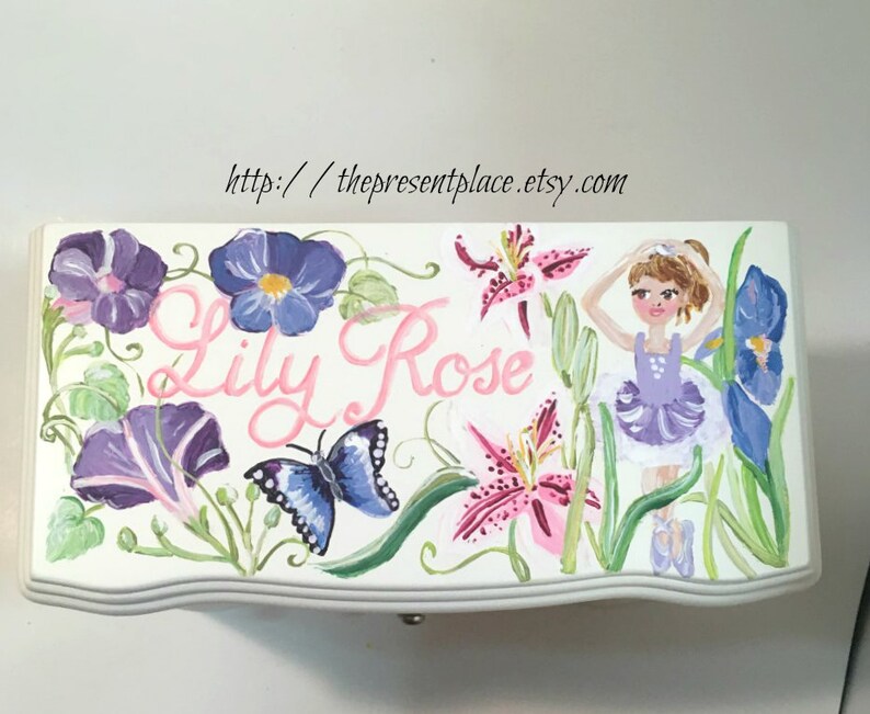 personalized musical jewelry box with a spinning ballerina and hanging space image 7