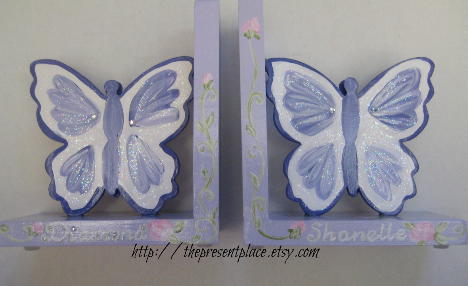 Personalized Purple Butterfly Bookends