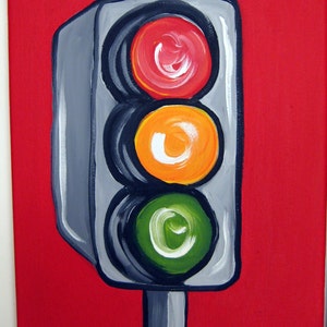 Traffic light painting,bright red,traffic light painting, bright boys wall art, boys Christmas gift,wall art,traffic signs,traffic light