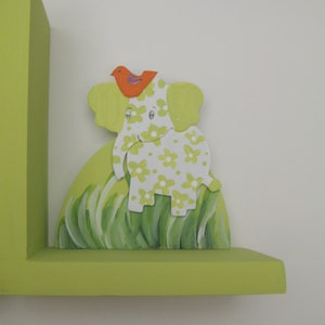 Personalized giraffe and elephant bookends with pink flowers image 3