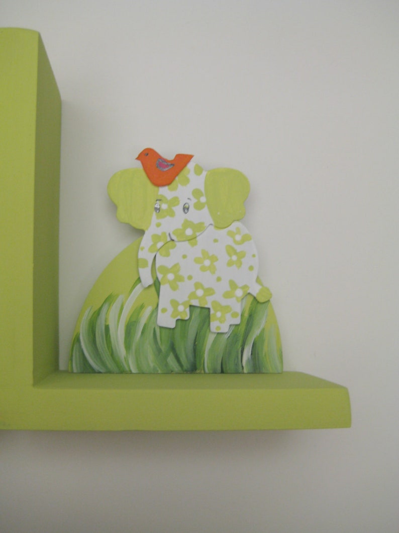 Personalized giraffe and elephant bookends with pink flowers image 3