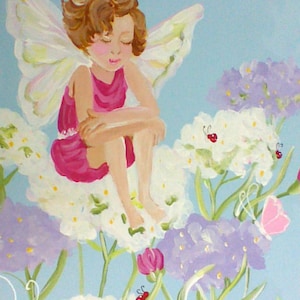 A fairy painting in a field of flowers