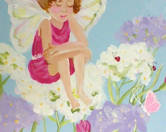 A fairy painting in a field of flowers