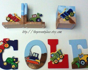 construction theme gift set,4 letters,tissue box and bookends