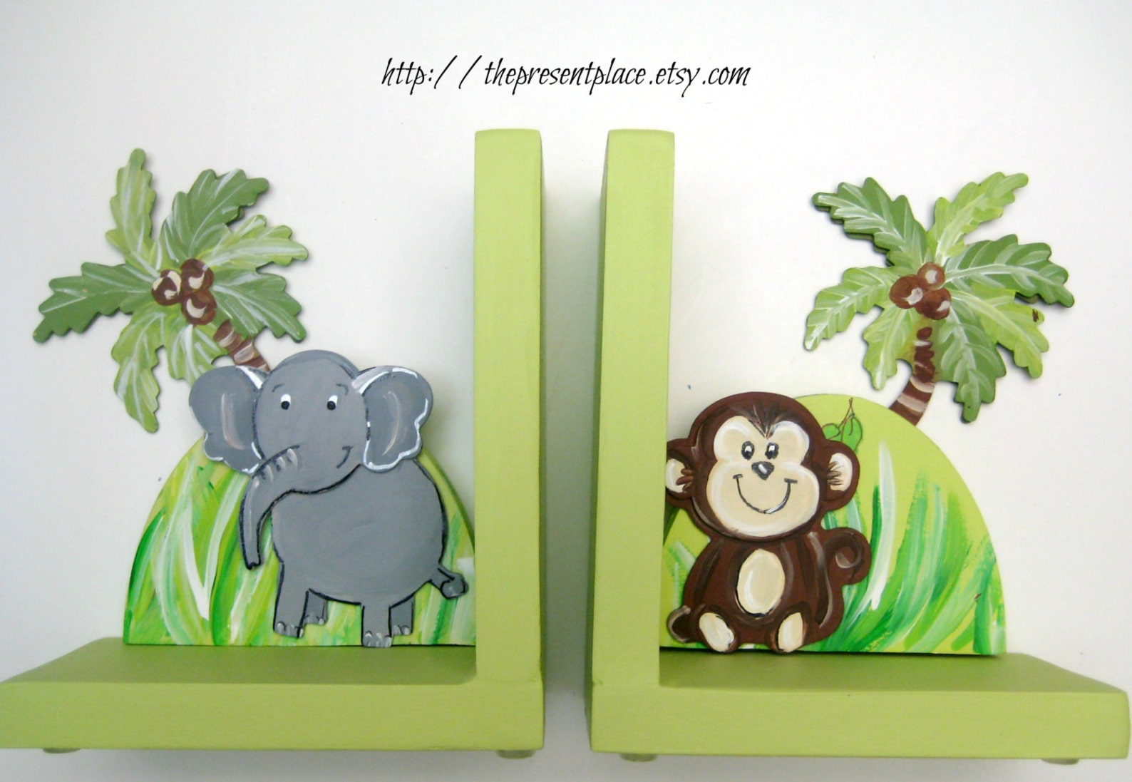 Children's Jungle Bookends Elephant Bookendsmonkey Etsy