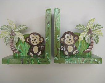 personalized monkey bookends