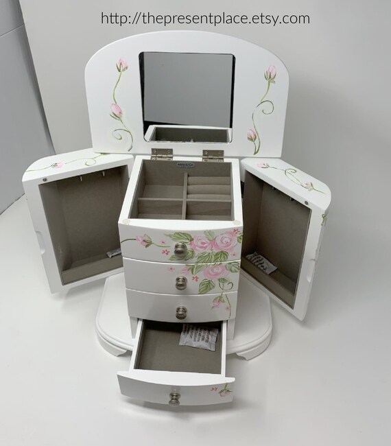 White hanging jewelry box deals