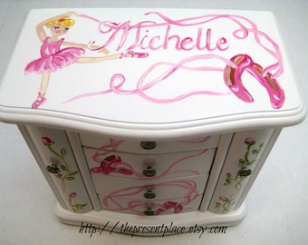 ballerina painted on a jewelry box personalized for your ballerina