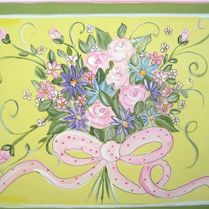 painting for girls room, pastel flowers, original painting