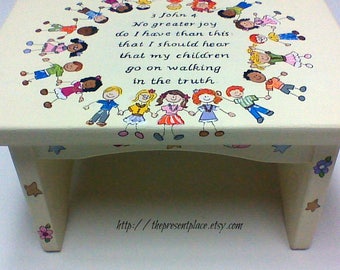 personalized,customized step stool,little children,children,bible verse step stool,kids bench baby's stepstool,childrens bench,nursery stool