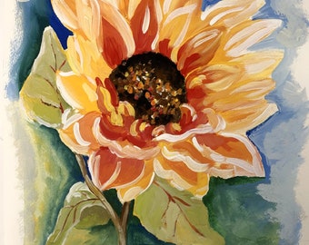 sunflower an original painting of a bright sunflower