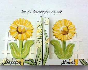 personalized sunflower bookends