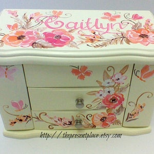 personalized musical jewelry box with a spinning ballerina and hanging space