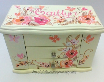 personalized musical jewelry box with a spinning ballerina and hanging space