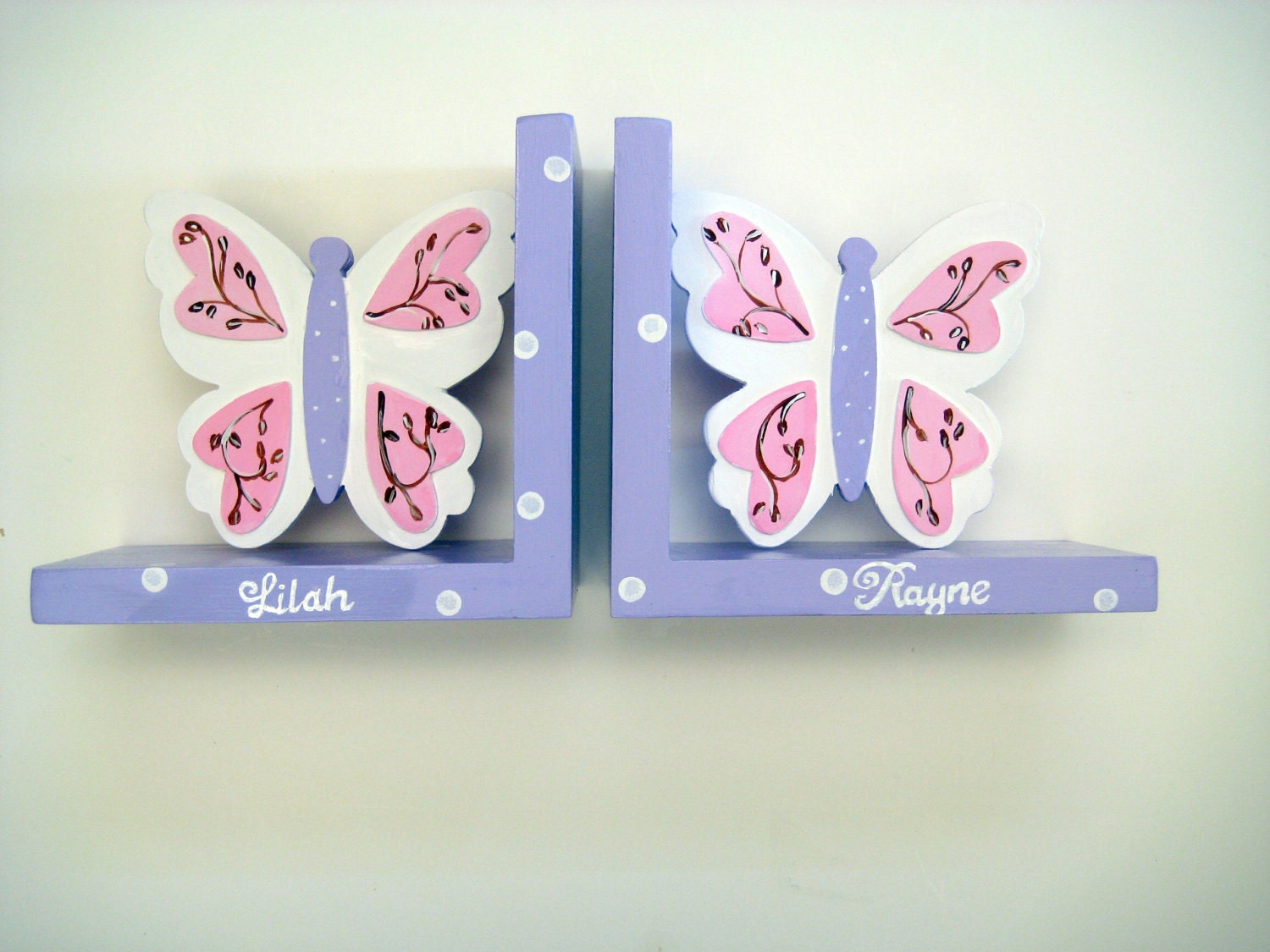 Personalized Butterfly Bookends, Lavender & Pink Nursery Decor