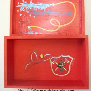 Hand Painted,personalized,fire Truck,keepsake Box,red Box,boy's ...