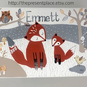 personalized woodland step stool, with a red fox