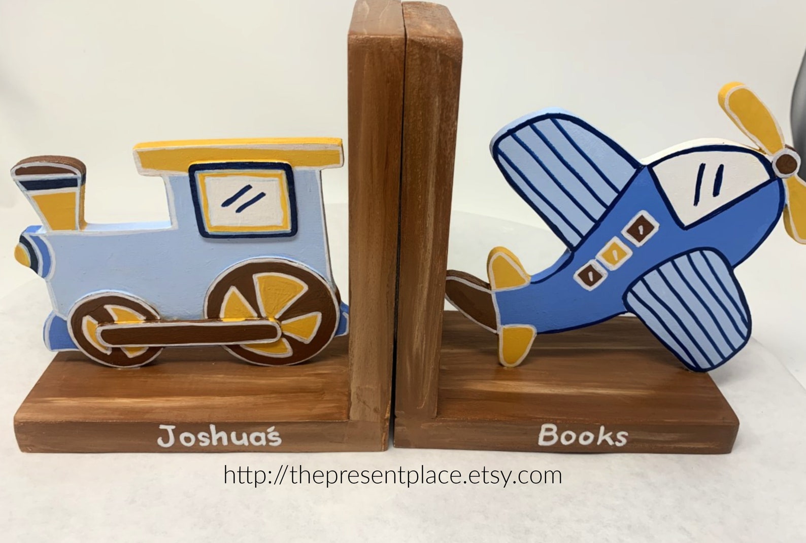 Personalized Train Bookendsairplane Bookendsboys Room Etsy