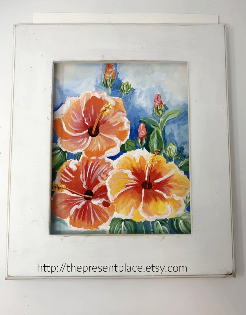 3 sisters an original hibiscus painting in vibrant yellows and orange image 3