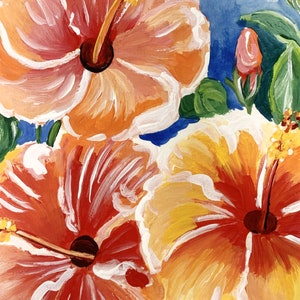 3 sisters an original hibiscus painting in vibrant yellows and orange image 7