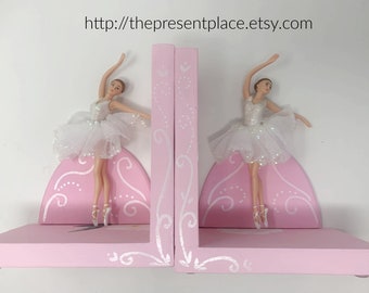 Personalized ballerina in a sparkling white tutu bookends