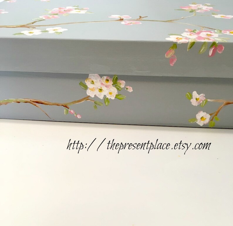 Cherry Blossom Keepsakeaqua Keepsake Boxbranchescherry Etsy