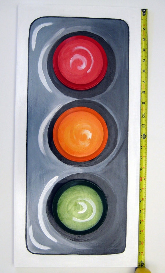 Traffic Light Painting24 Long Original Painting Of A Etsy