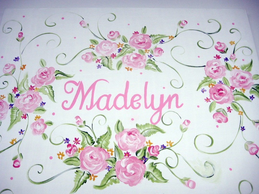 Custom Pink Roses Personalized Pink Roses Painting: Custom Nursery Wall Art - Etsy