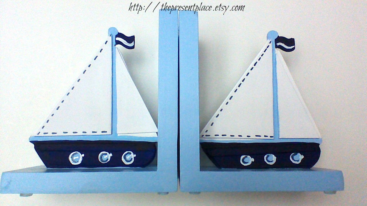 Boys Sailboat Bookends For A Nautical Theme