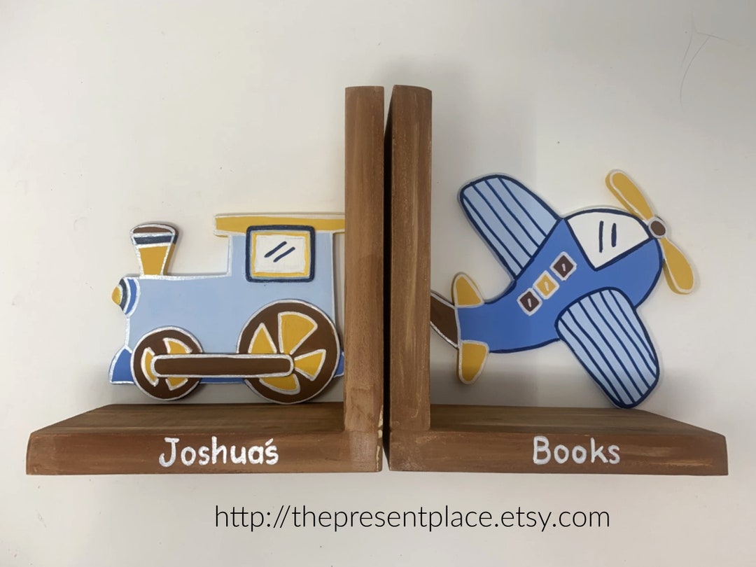 Personalized Train Bookendsairplane Bookendsboys Room Etsy