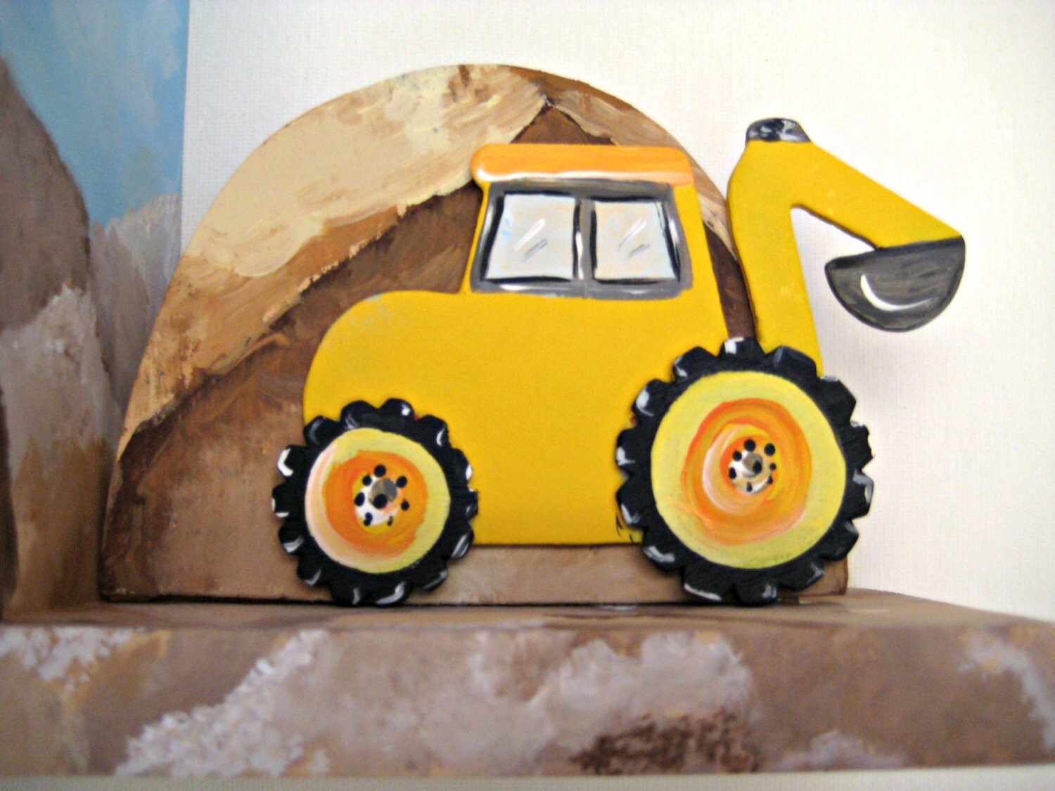 Yellow Backhoe Book Endsconstruction Bookendspersonalized Etsy