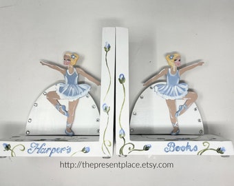 Blue ballerina bookends, ballerina gift, girl's bookends, girl gift ballerina bookends, girl bookends