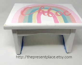 personalized pastel rainbow stepstool