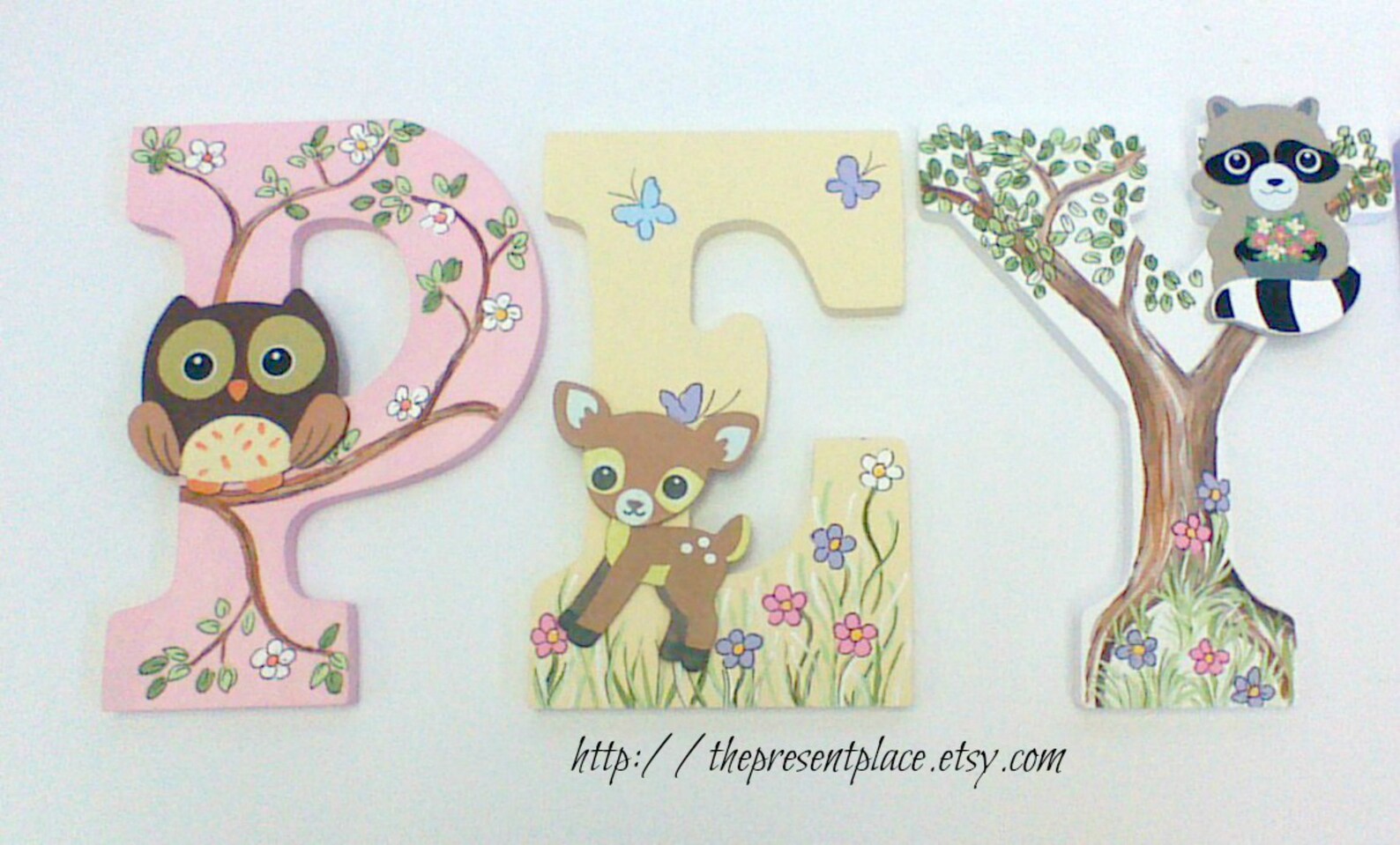Pastel Wooden Letters With Forest Animalsfox Wooden Letters - Etsy