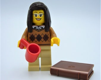 Custom Librarian Minifigure by AbbieDabbles made with toy bricks