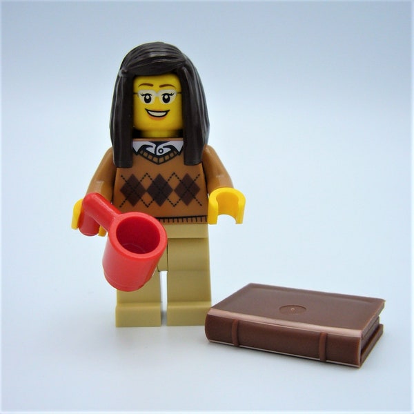 Custom Librarian Minifigure by AbbieDabbles made with toy bricks