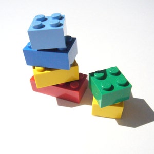 Brick Magnets, set of 6 by Abbie Dabbles made from toy bricks