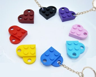 Brick Heart Keychain Friends Forever Gift choose your color by Abbie Dabbles made from toy bricks