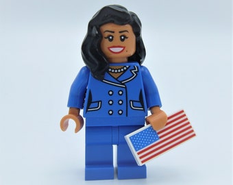 Custom Kamala Harris Minifigure by Abbie Dabbles made from toy bricks