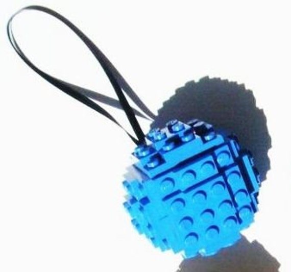 Blue Toy Brick Christmas Ball Ornament Building Kit by AbbieDabbles lego Blue Toy Brick Christmas Ball Ornament Building Kit by AbbieDabbles lego