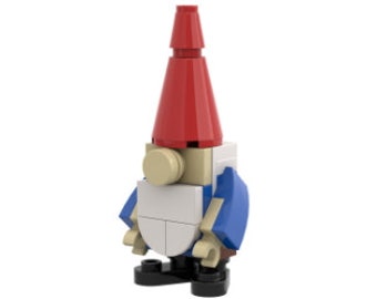 Mini Lawn Gnome with Red Hat Building Kit by Abbie Dabbles made from toy bricks