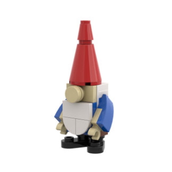 Mini Lawn Gnome with Red Hat Building Kit by Abbie Dabbles made from toy bricks