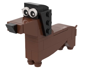 Wiener Dog Dachshund Building Kit by Abbie Dabbles made from toy bricks
