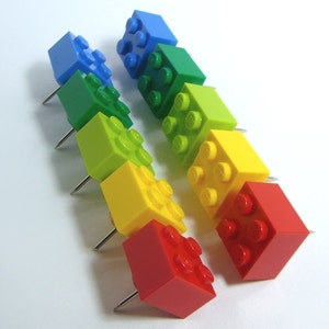 Toy Brick Thumb Tacks, set of 10 by Abbie Dabbles made from toy bricks