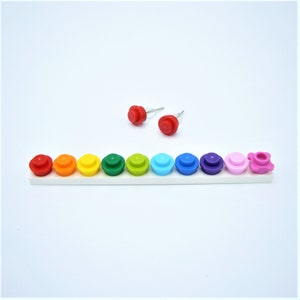 Brick Stud Earrings, choose your color made from toy bricks